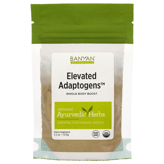 Elevated Adaptogens Organic Superfood Powder - Moringa, Ashwagandha, and Tulsi Blend for Herbal Stress Relief - Caffeine-Free, Vegan, Non-GMO - 2.5 oz